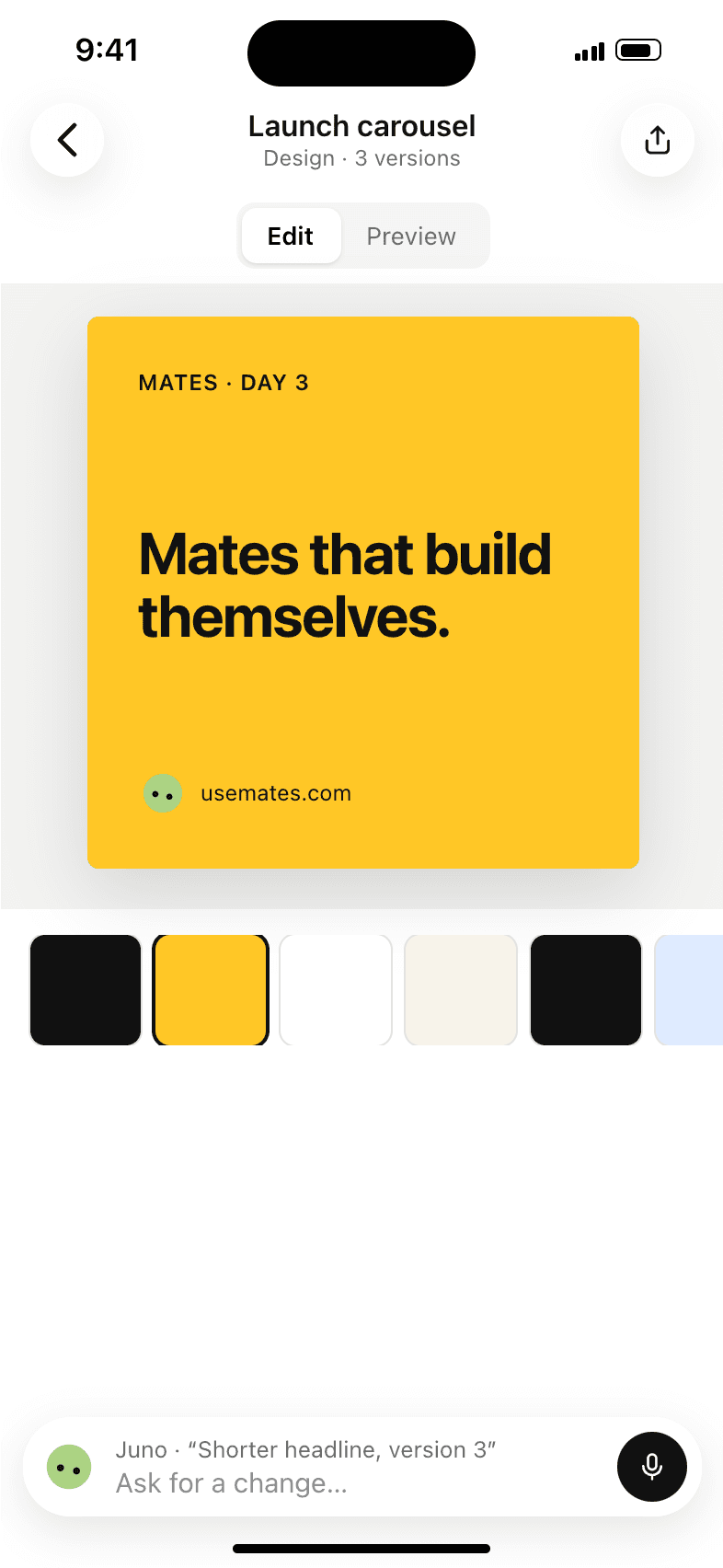 A design Juno made, open on the iPhone